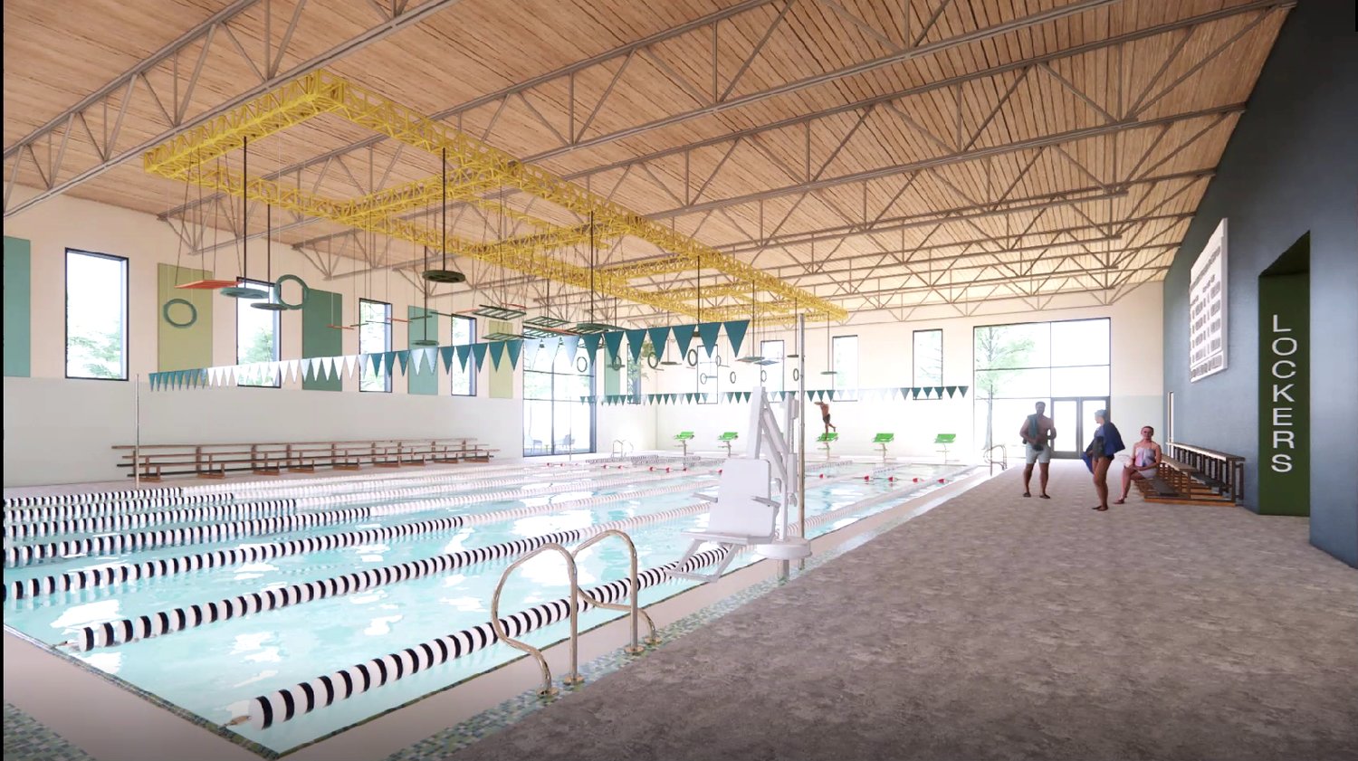 This rendering shows a lap pool; consultants propose a pool with six lanes.